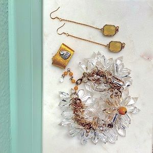 LOVELY DAY sunshine themed fashion jewelry bundle of earrings ring and bracelet